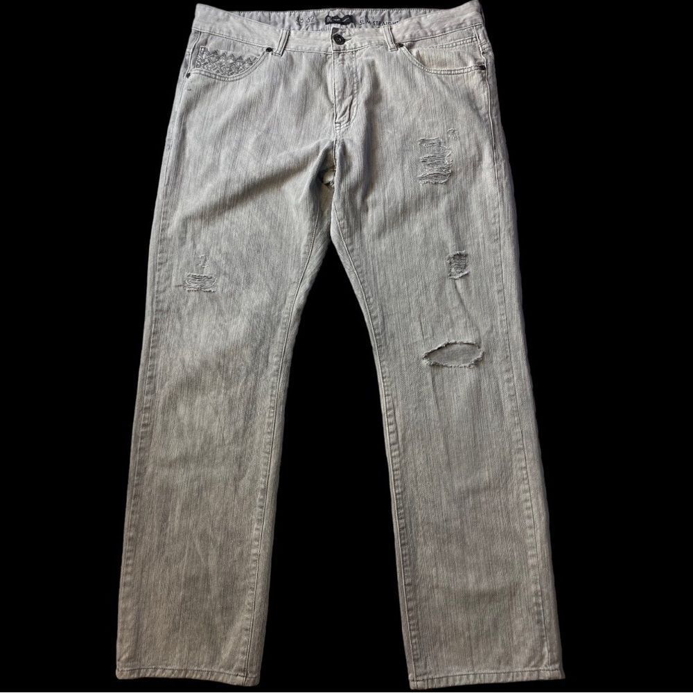 Inc International Concepts Berlin Slim Straight Gray distressed jeans 38X32